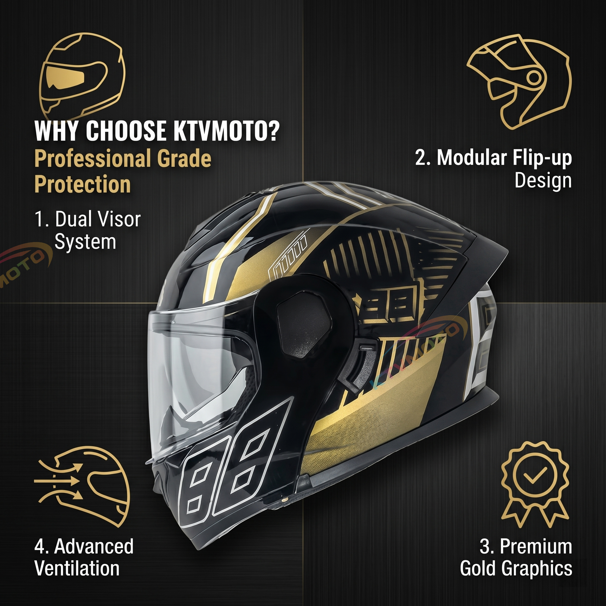 Modular Motorcycle Helmet with Dual Visor-I120