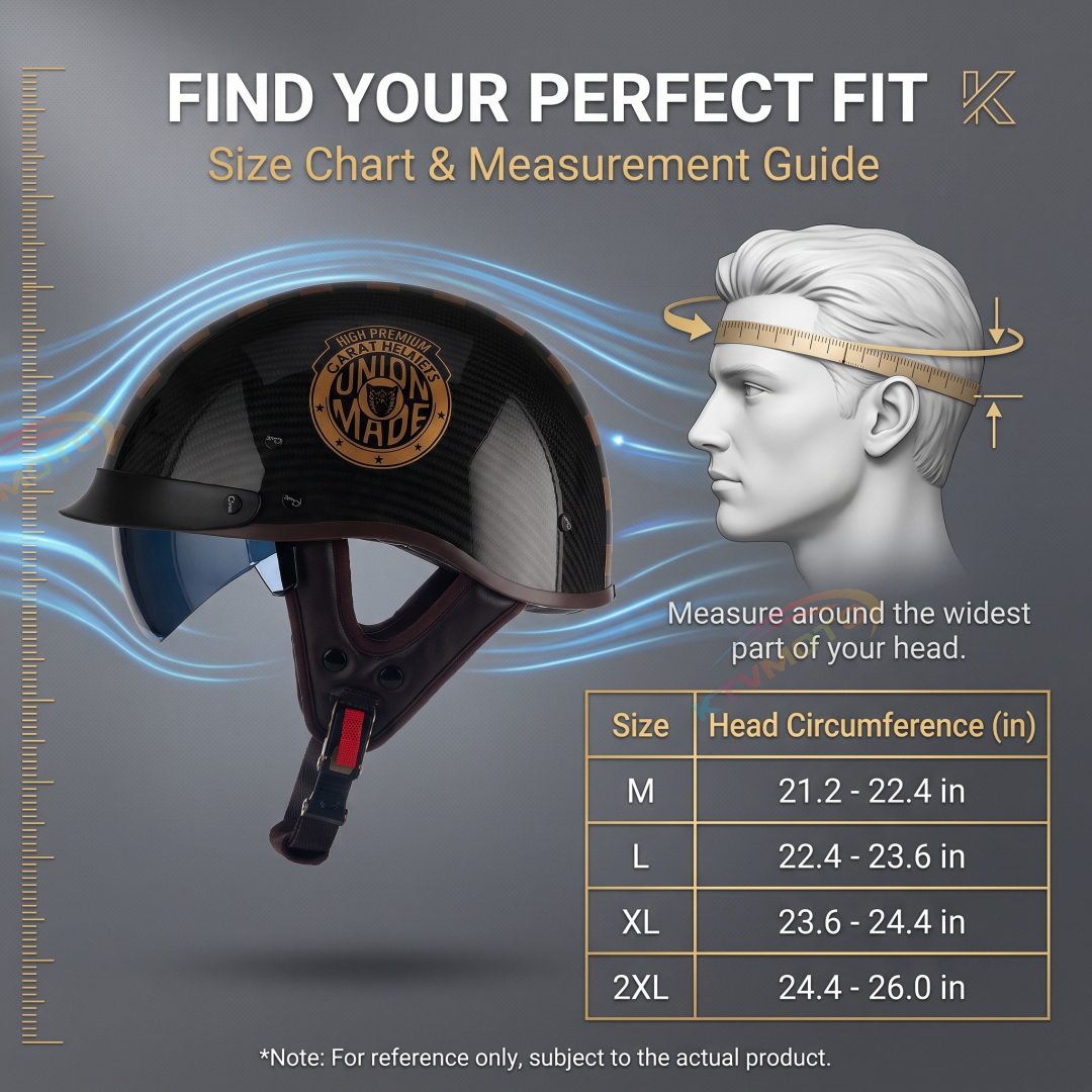 Lightweight Retro Carbon Fiber Motorcycle Half-Helmet-I138