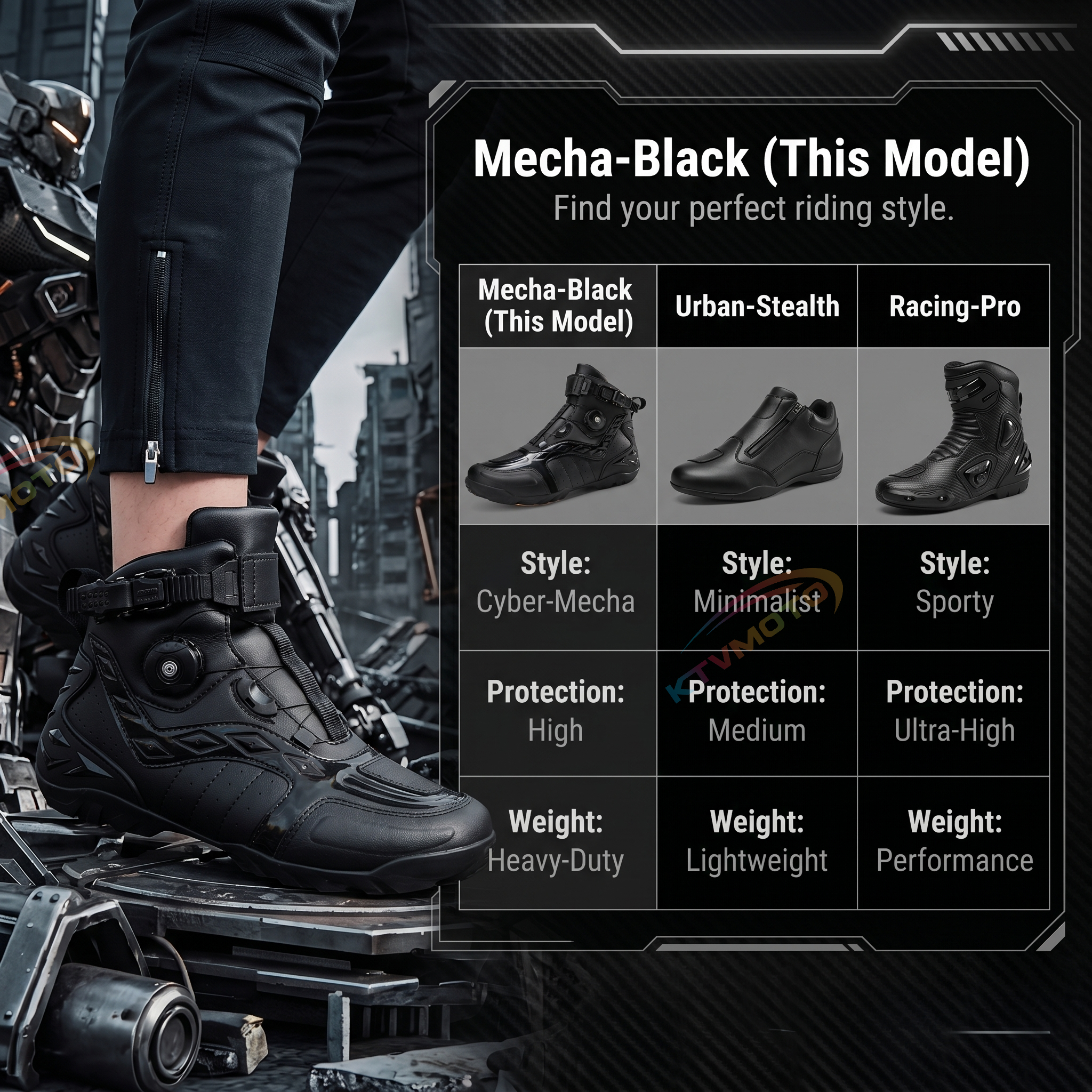 High-top motorcycle riding shoes-K124