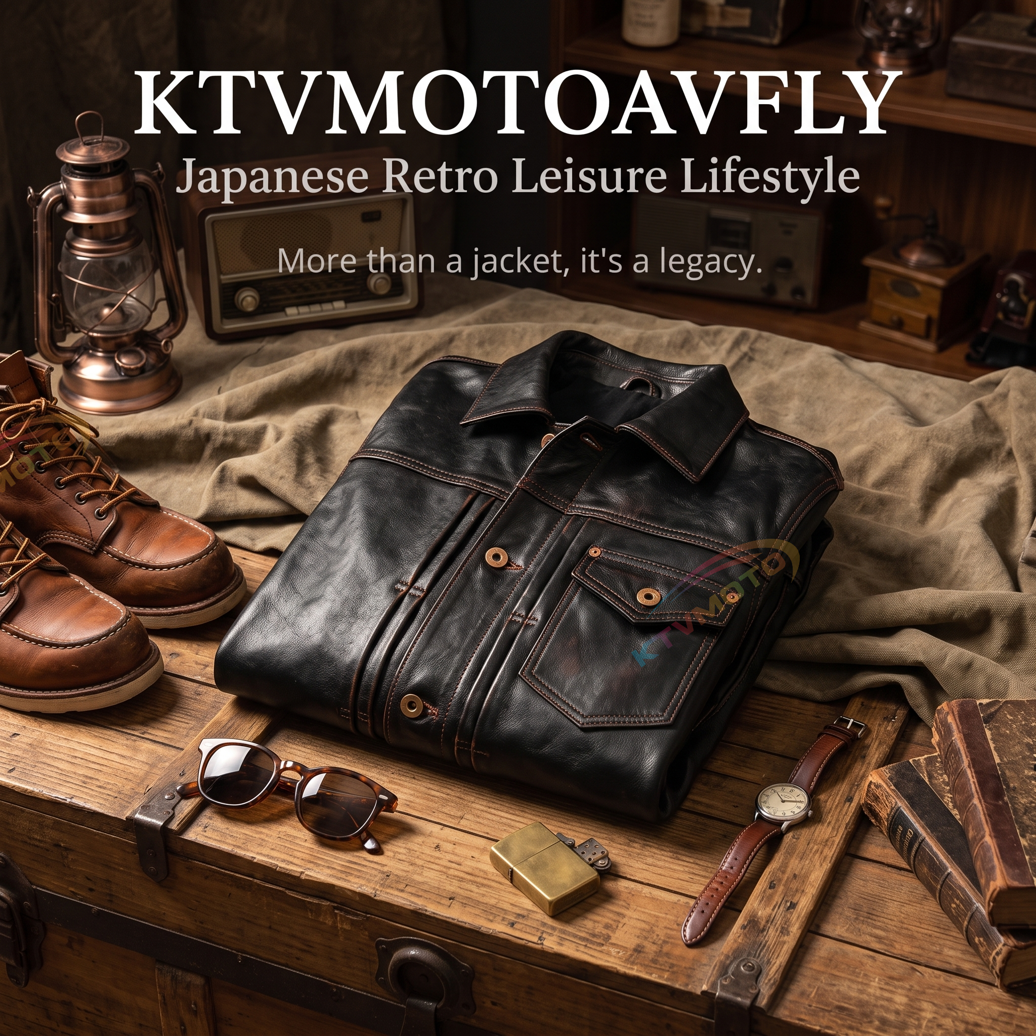 Japanese retro casual leather jacket-A05
