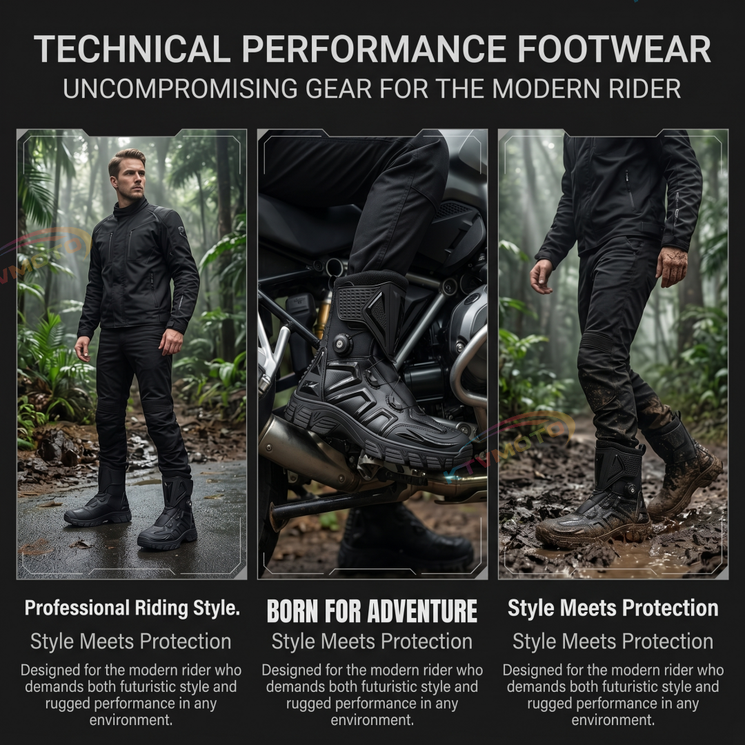 Waterproof Motorcycle Riding Boots Techwear Shoes-K44