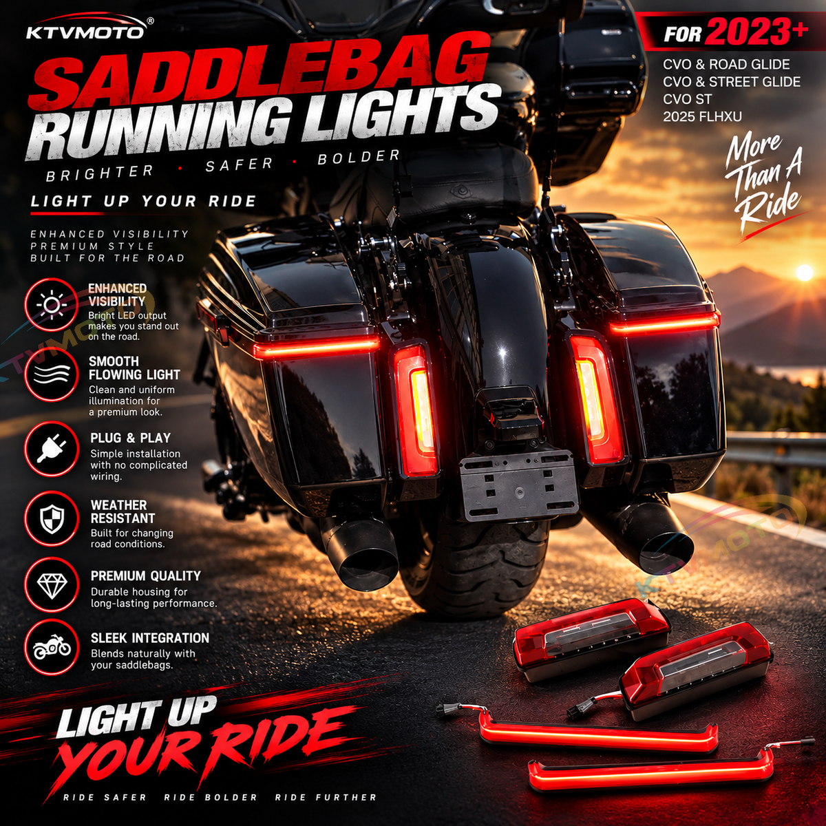 KTVMOTO Harley LED Sequential Saddlebag Lights-ML06