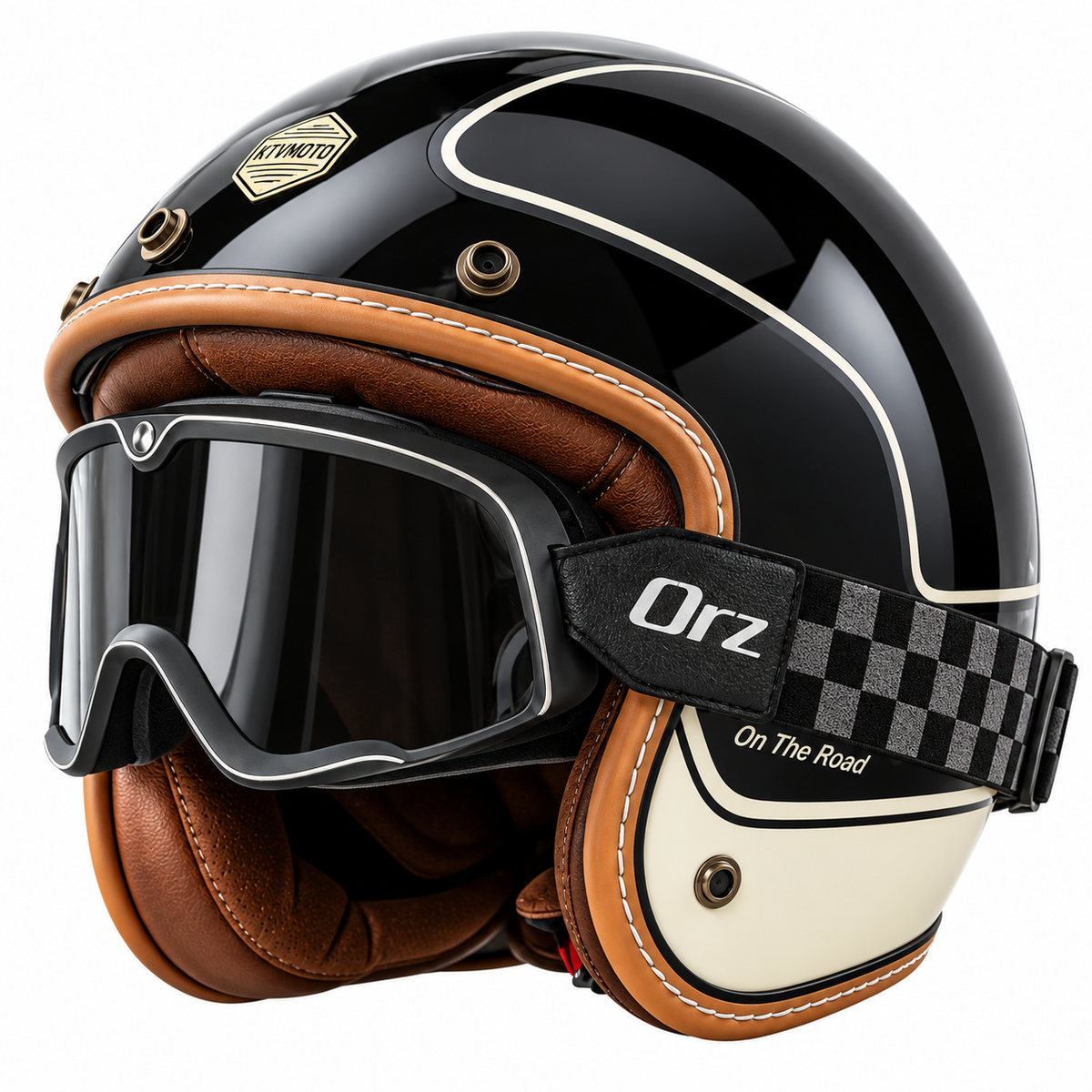 KTVMOTO Retro-style open-face motorcycle helmet-I25