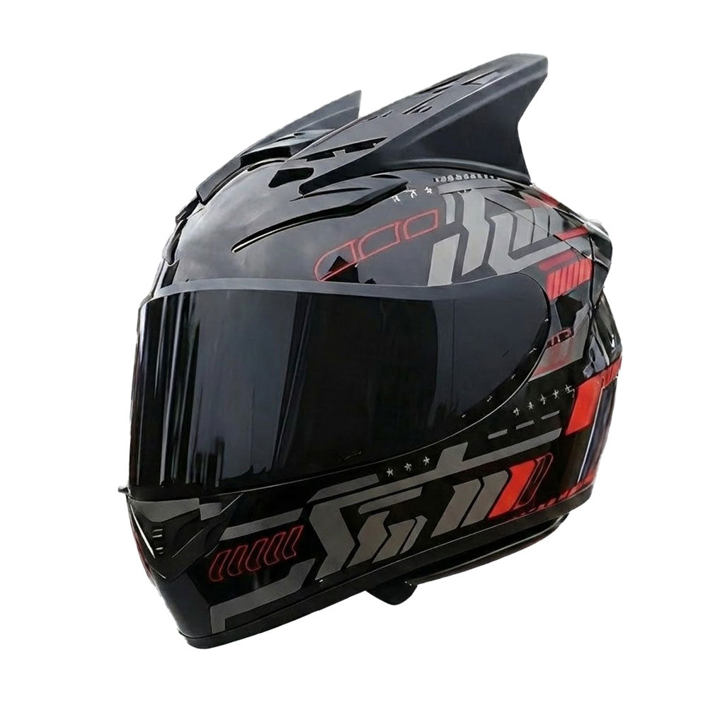 "Horned" tactical mecha-style motocross helmet-I139