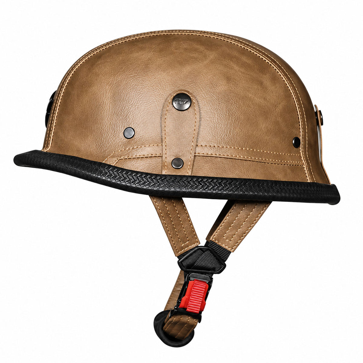 KTVMOTO Retro Half Face Motorcycle Helmet with Vintage Leather Look-I243