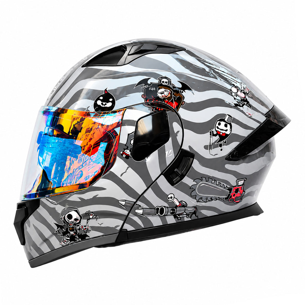 Modular Motorcycle Helmet with Dual Visors – Iridescent Cruiser Style-I185