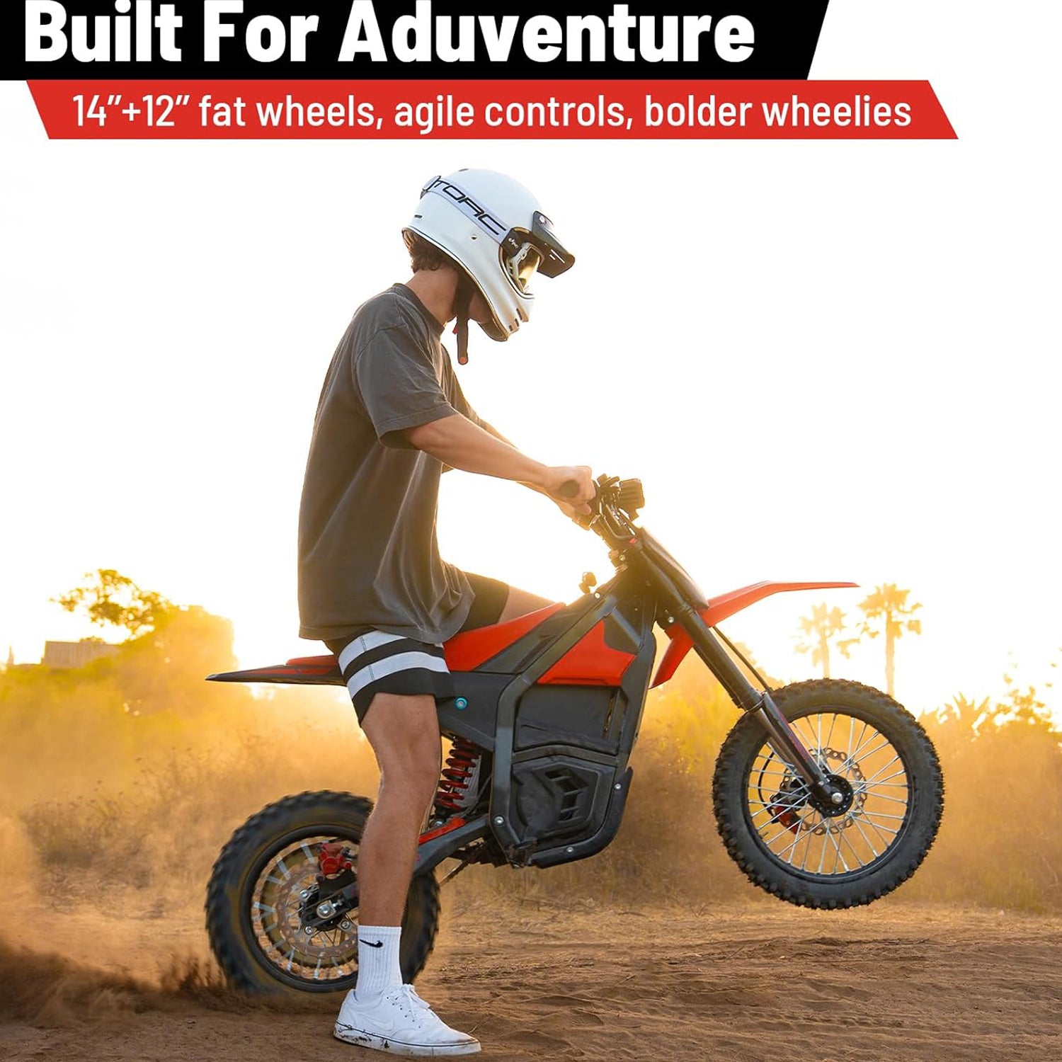 Electric Mini Dirt Bike for Teens & Adults  14"/12" Fat Tire 2600W with 48V 23AH Battery