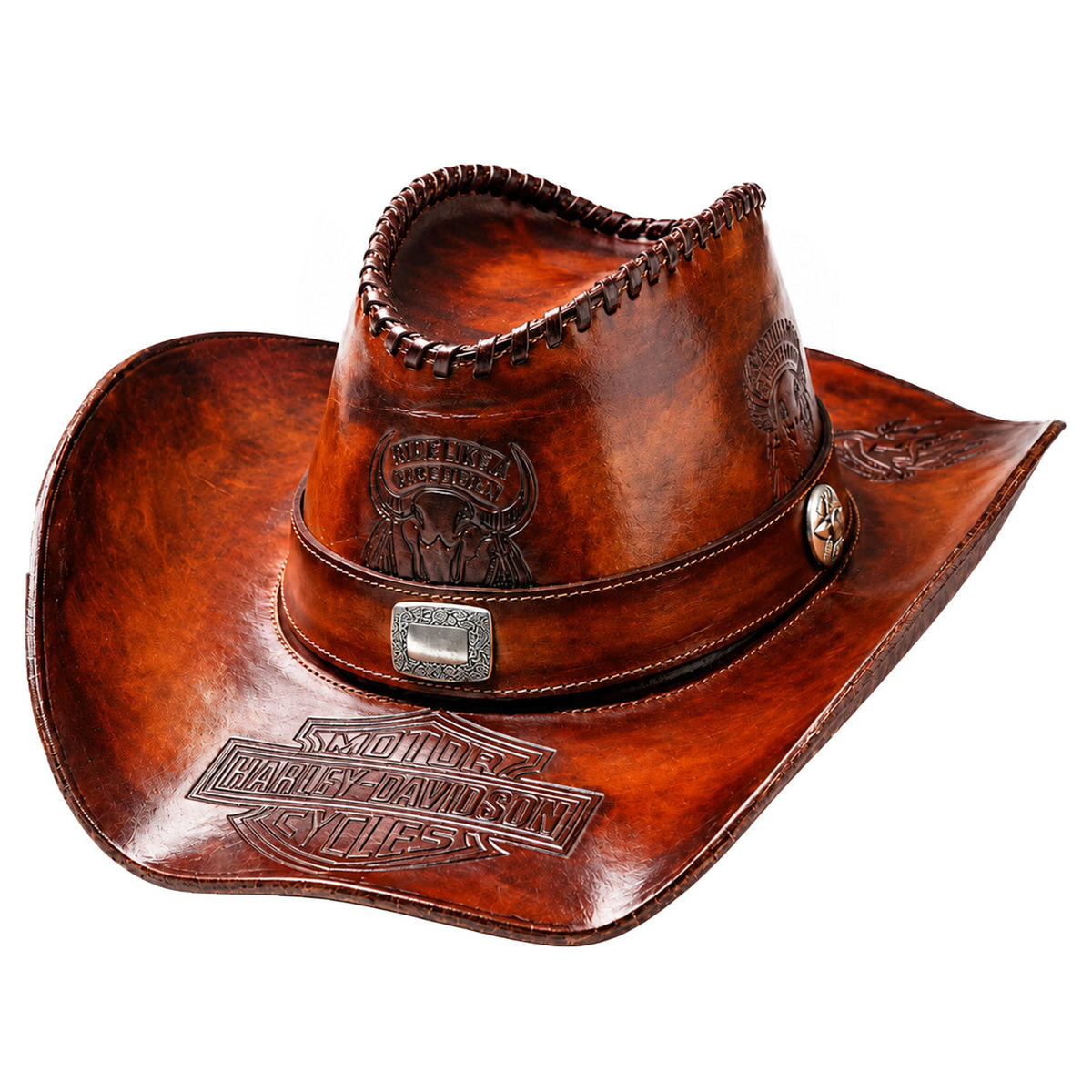 Retro genuine leather motorcycle cowboy riding cap-I115