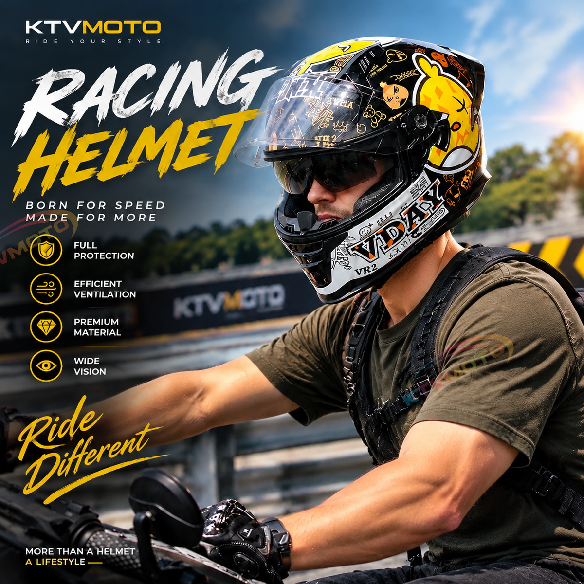 DOT-Certified Trendy Full-Face Motorcycle Helmets for Couples-I301