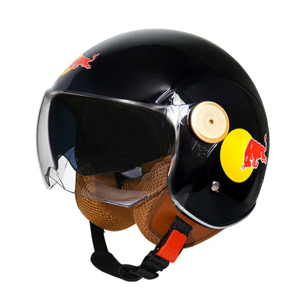 Retro 3/4 open-face motorcycle helmet with dual visors- I71