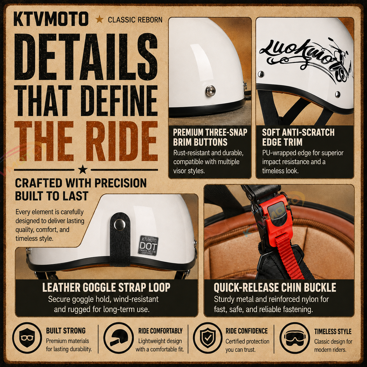 Retro half-helmet, summer travel gear-I18