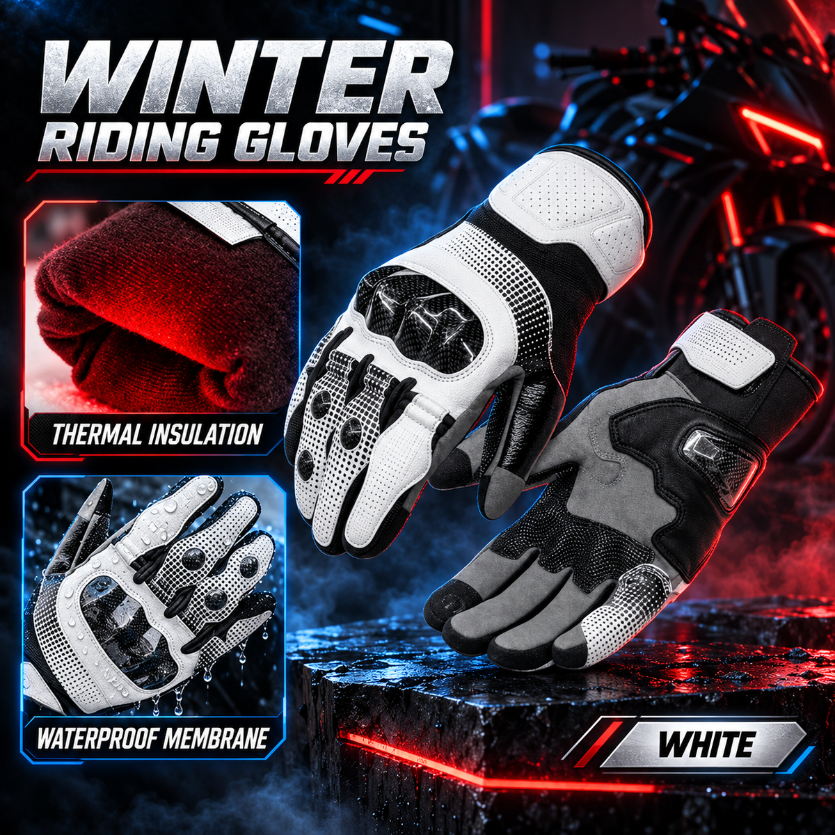 KTVMOTO Carbon Fiber Fingerless Motorcycle Gloves, Anti-Slip-G107
