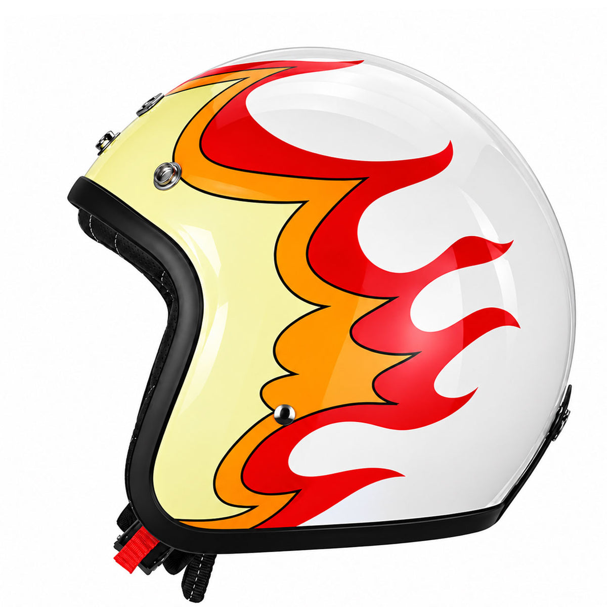 Retro Flame Pattern Convertible Motorcycle Helmet-I64