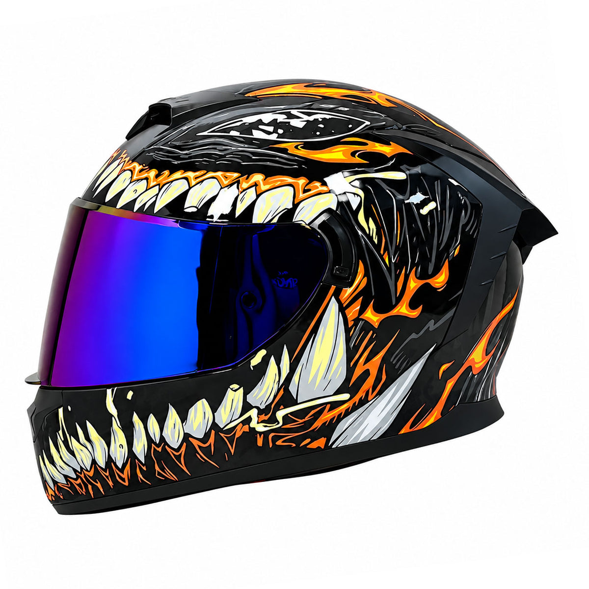 Full-face motorcycle helmet with an iridescent visor-I206