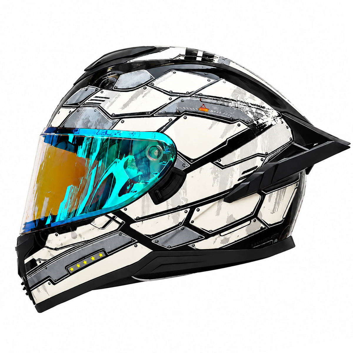 Iridescent Dual-Visor Motorcycle Helmet-I194