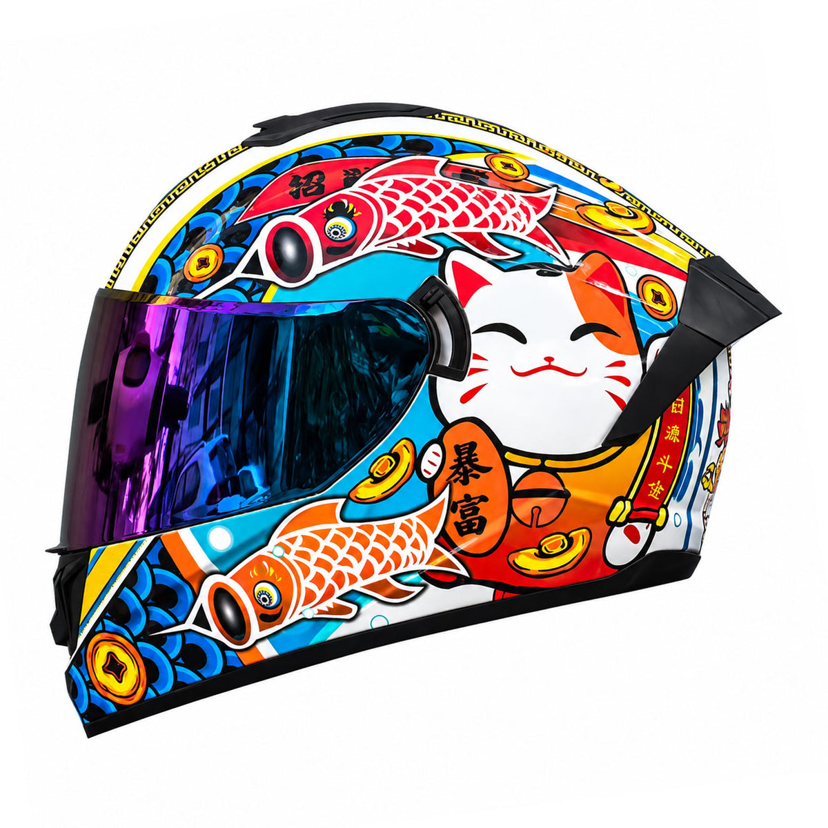 Dazzling Full-Face Motorcycle Helmet with Dual Visors (Racing Style)-I158