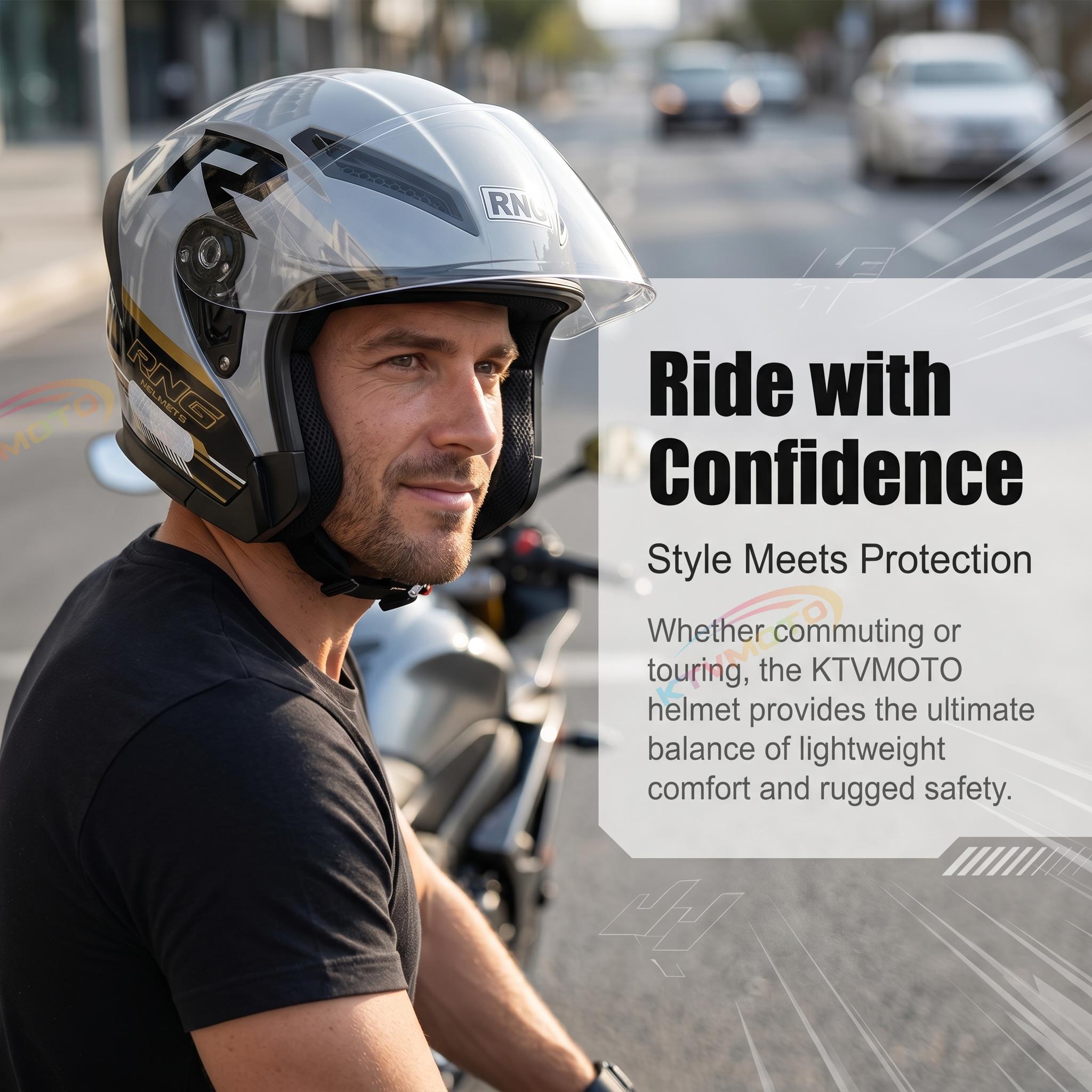 Dual-lens open-face motorcycle helmet-I78