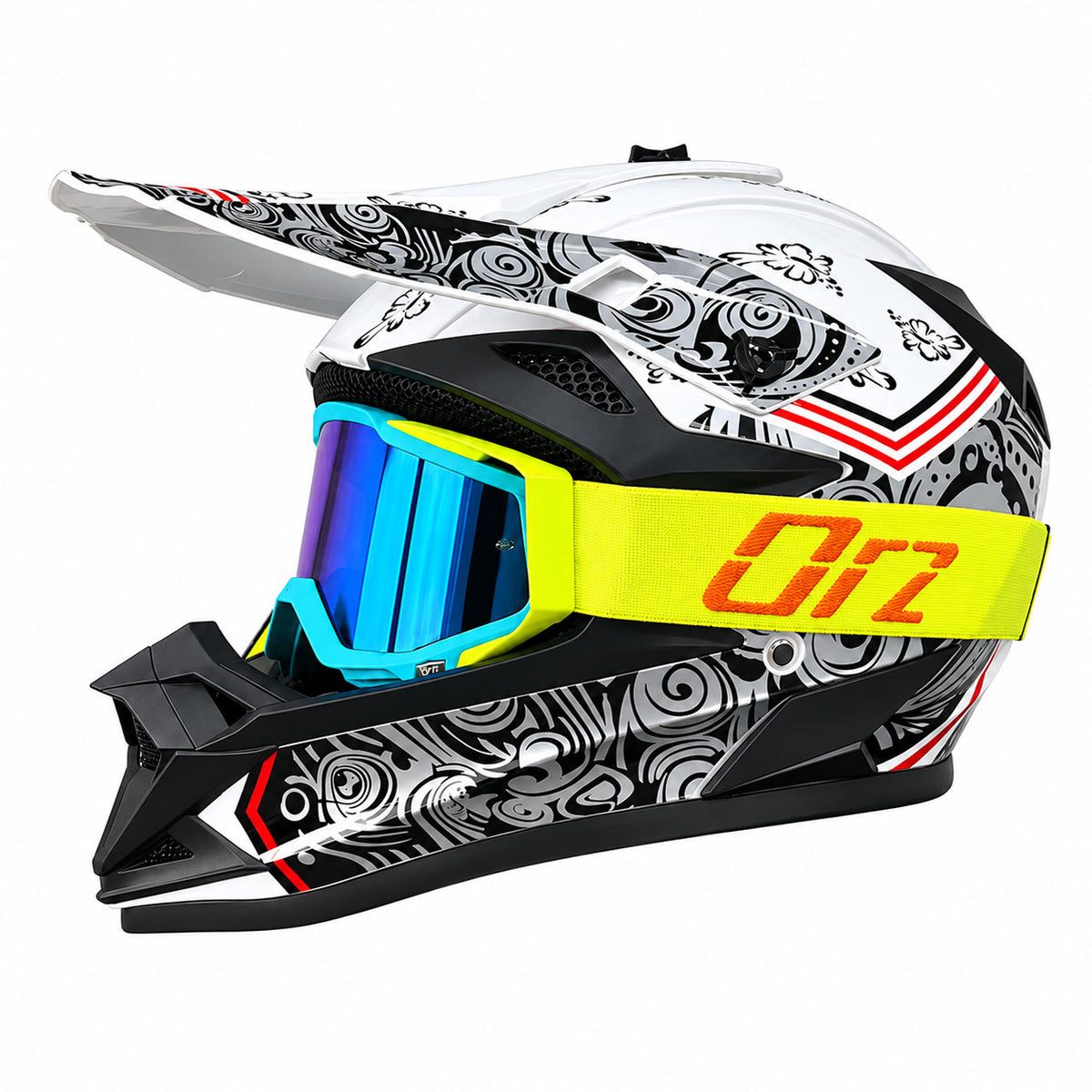 KTVMOTO Off-Road Motocross Helmet with Goggles for Dirt Bike & ATV Riding-I258