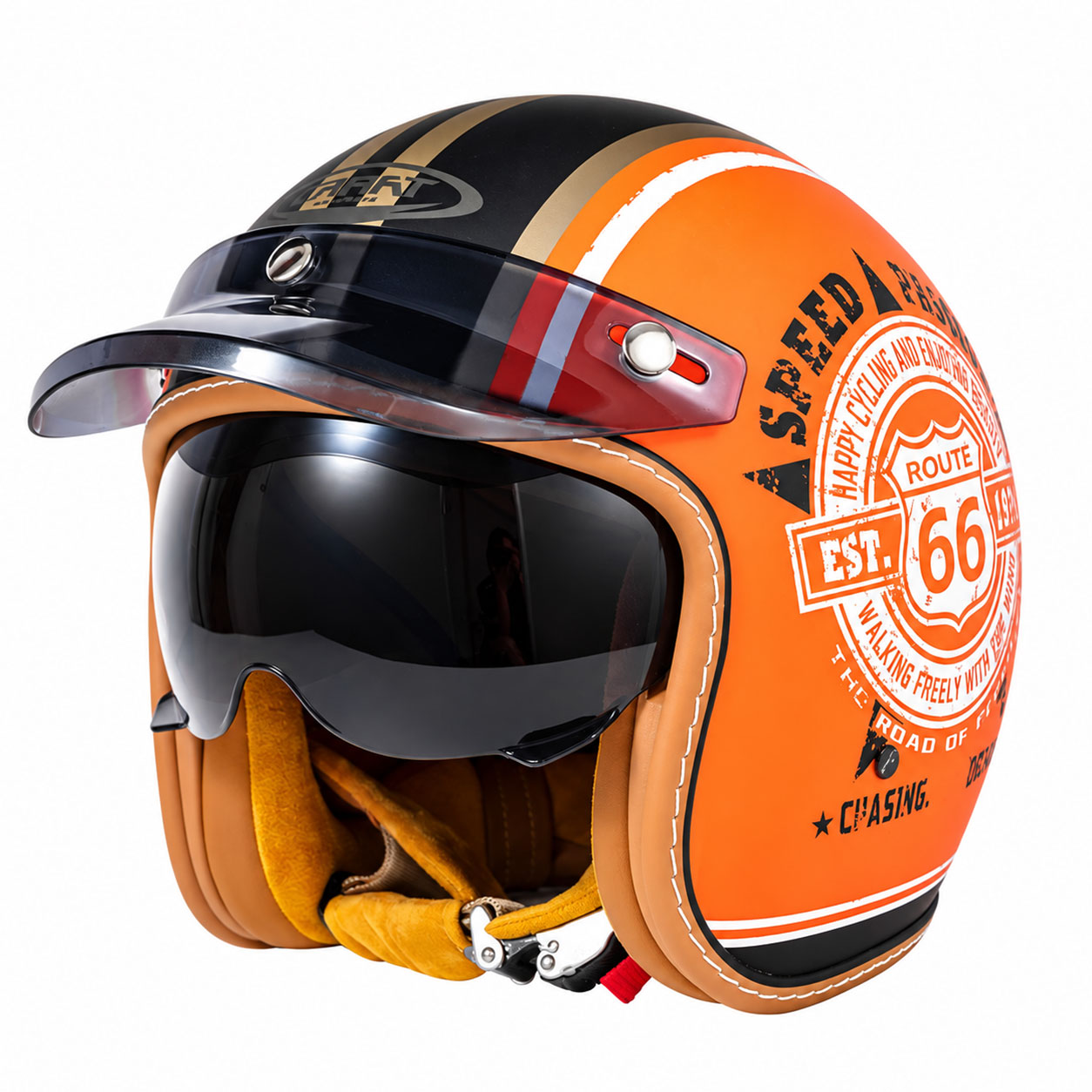 KTVMOTO Retro Half Helmet with Visor, Vintage Motorcycle Helmet- I30