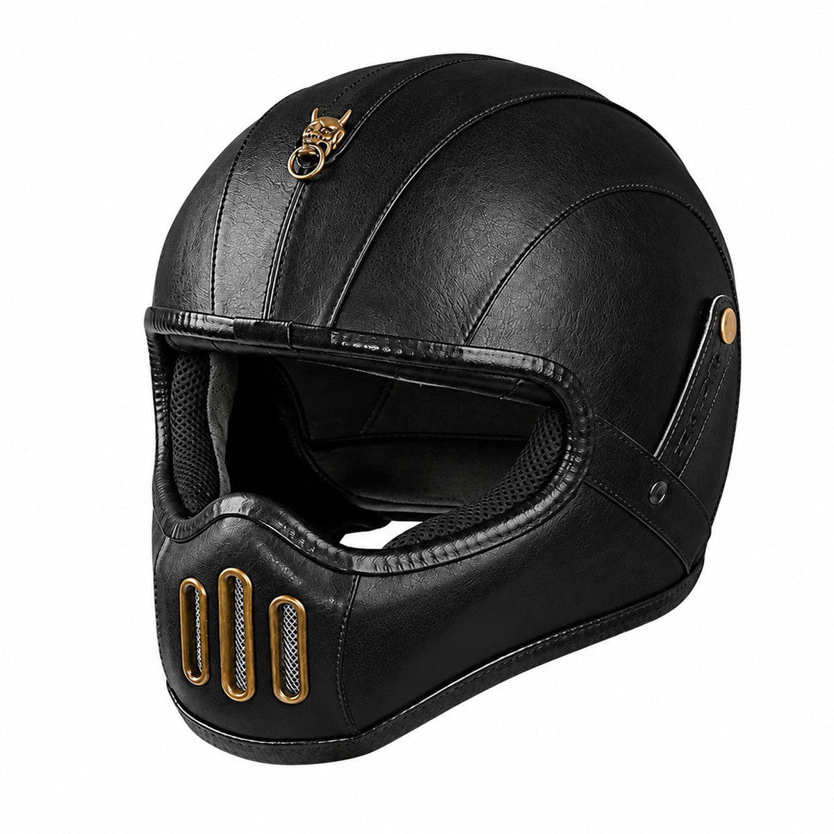 KTVMOTO Retro Full Face Motorcycle Helmet with Vintage Leather Style-I230
