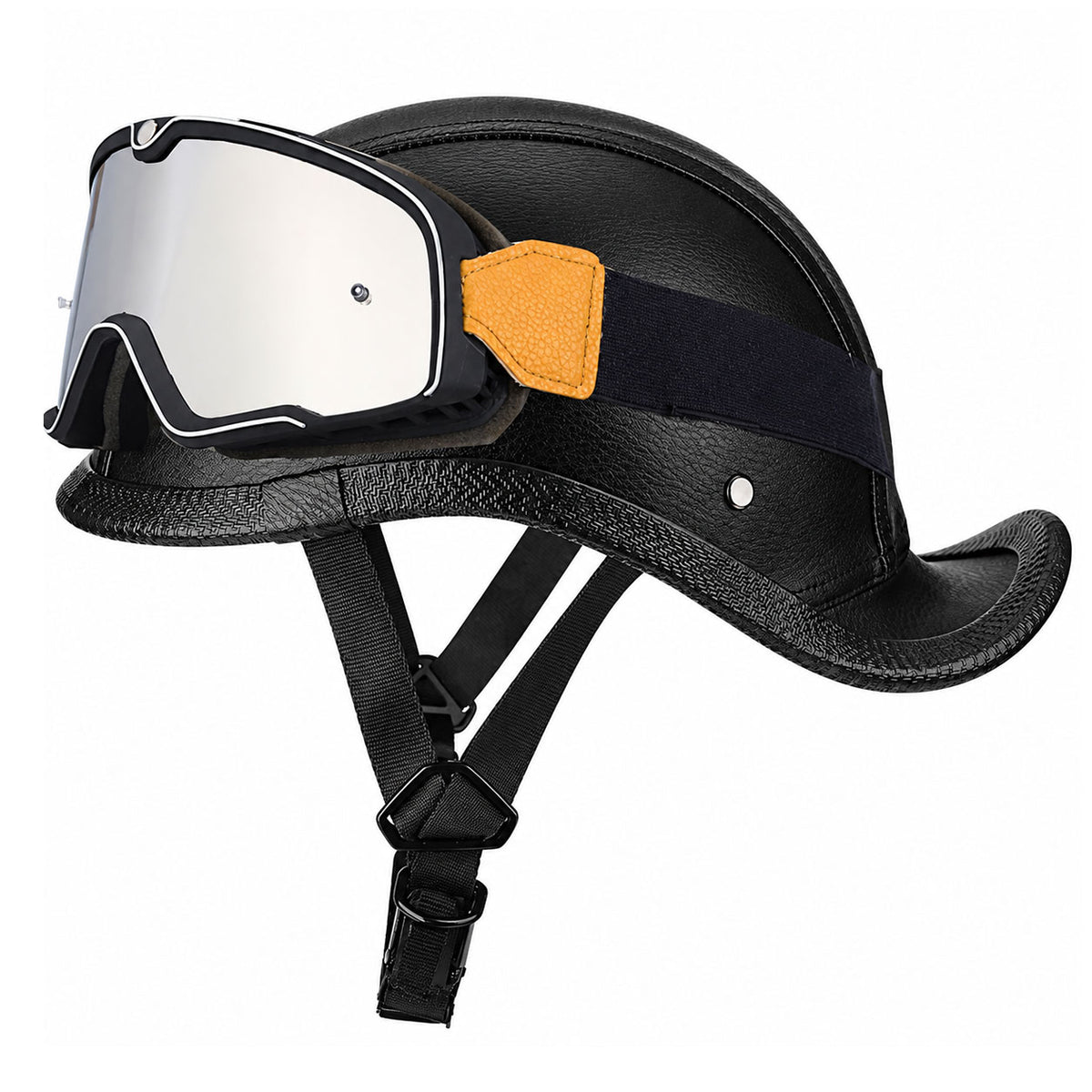 Retro leather baseball cap style cruiser helmet-I49