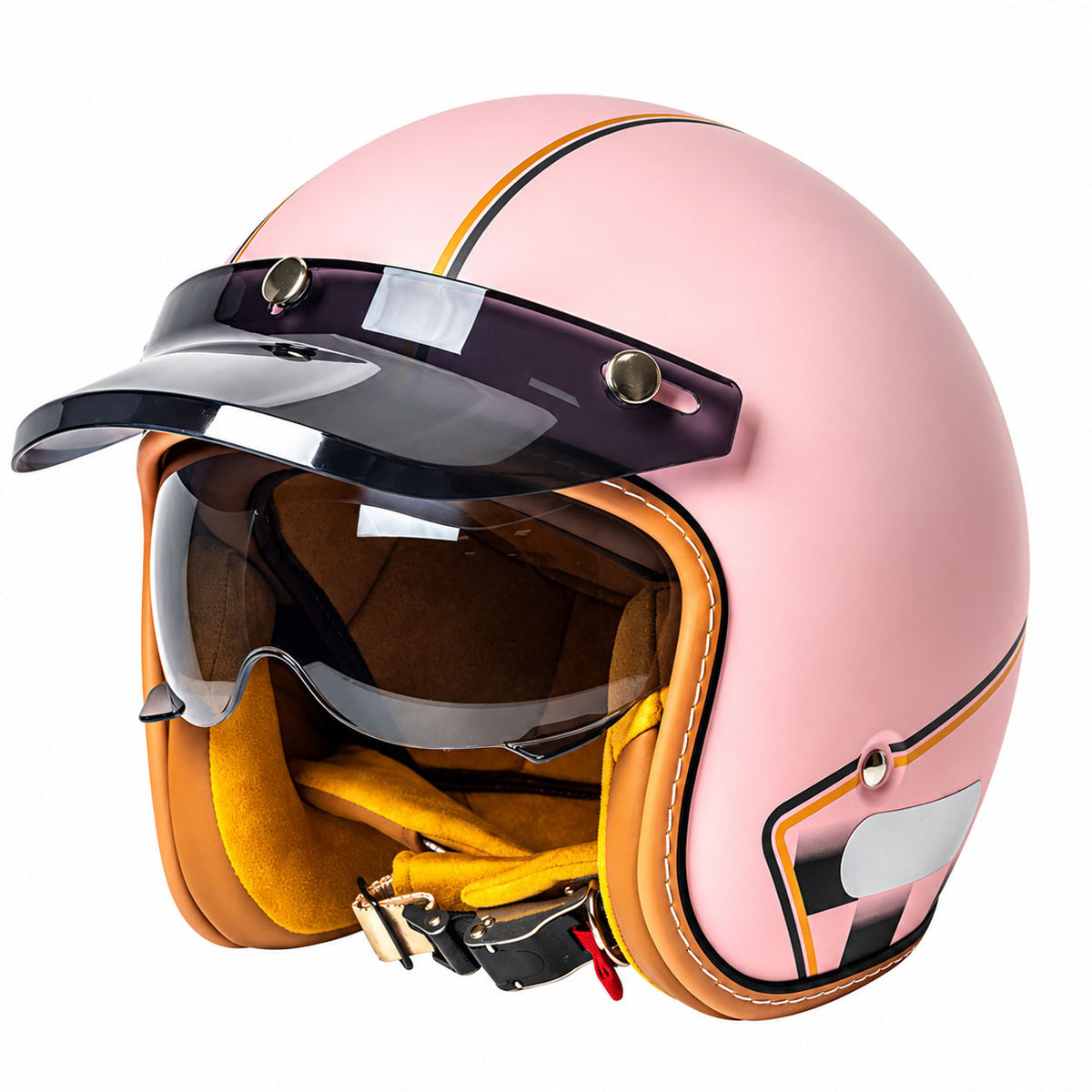 Retro-style open-face 3/4 motorcycle helmet-I140