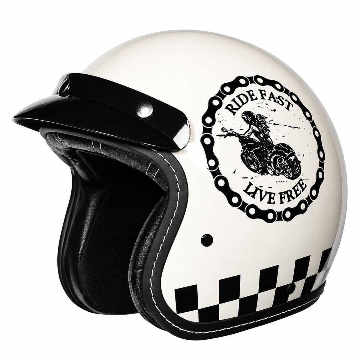 KTVMOTO Retro Open Face Motorcycle Helmet with Sun Visor for Cruiser Riders-I241