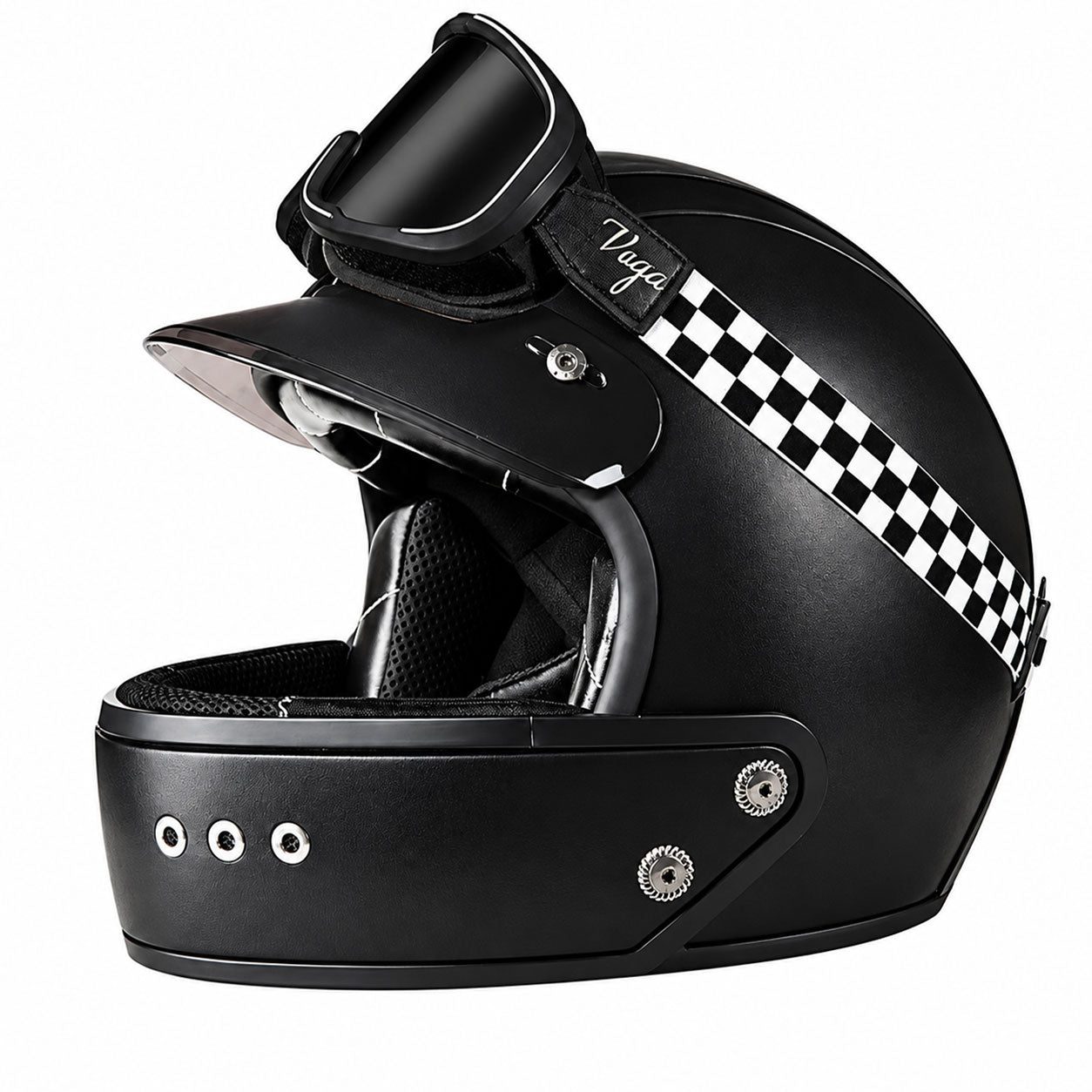 KTVMOTO Retro full-face motorcycle helmet with retro goggles – I36