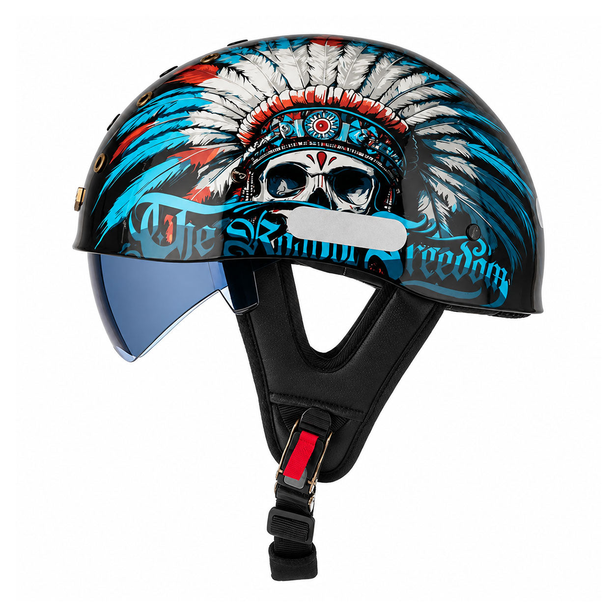 KTVMOTO Retro Skull Half Helmet with Visor for Motorcycle Riders- I28