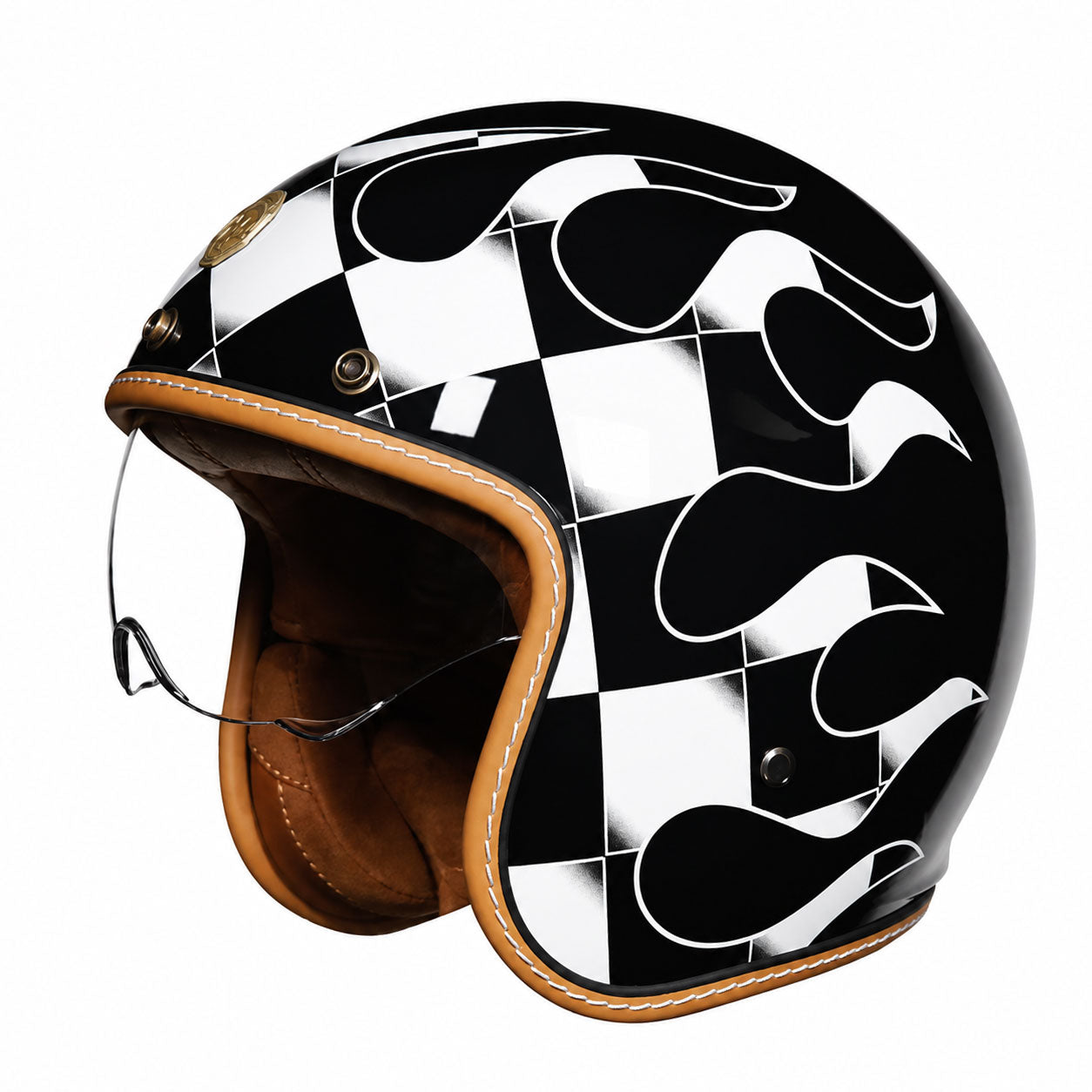 Retro-style open-face motorcycle helmet-I25